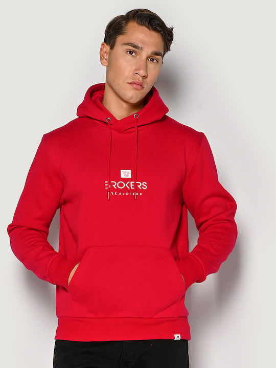 Brokers Jeans Men's Sweatshirt with Hood Red