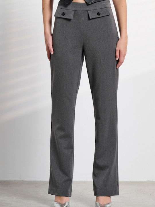 Matis Fashion Damen Gray Set mit Hochtailliert Hose in Bootcut Passform