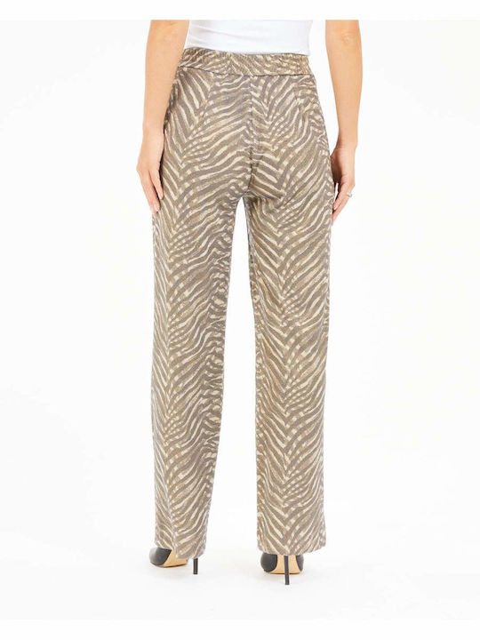 Guess Women's Fabric Trousers Zebra Tan