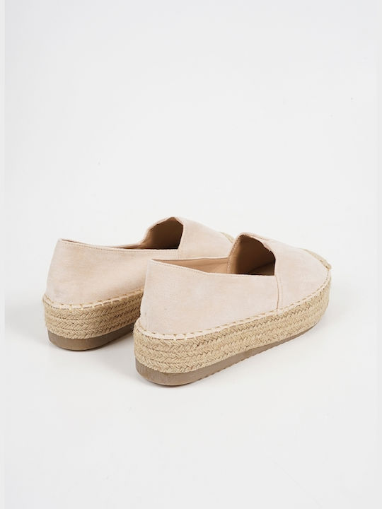 Piazza Shoes Suede Γυναικείες Εσπαντρίγιες σε Μπεζ Χρώμα