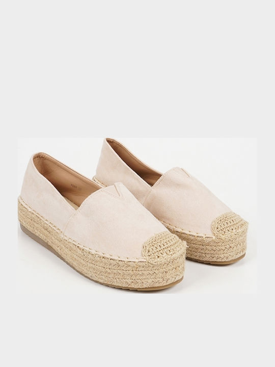 Suede Γυναικείες Εσπαντρίγιες σε Μπεζ Χρώμα