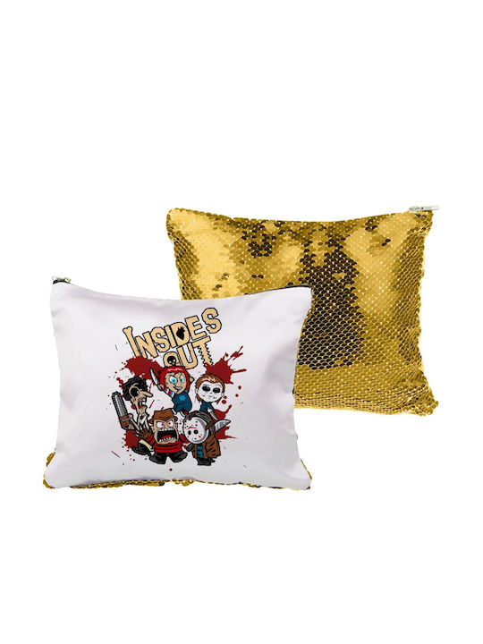 Halloween Inside Out Kulturtasche Pailletten Gold