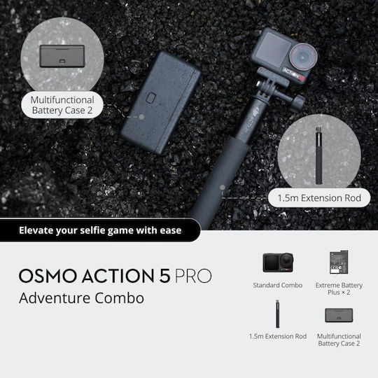 DJI Osmo Action 5 Pro Action Camera 4K Ultra HD Underwater Adventure with Touch Screen 2.5" and Wi-Fi Black