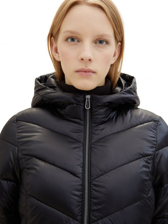 Women's Long Puffer Jacket for Winter Black