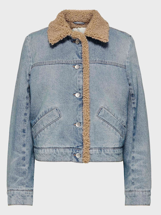 Only Women's Short Lifestyle Jacket for Winter Medium Aged Denim