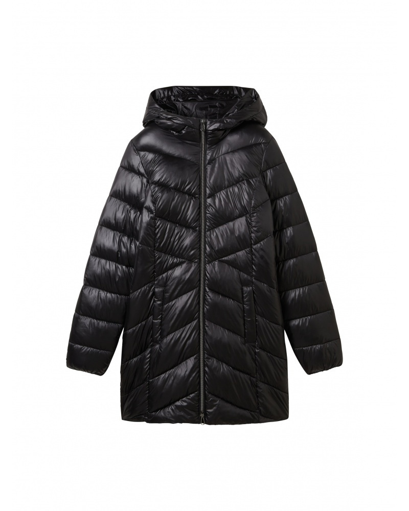 TOM TAILOR Giacca Lunga Trapuntata Donna - Cappuccio, Zip 2 Vie, Tramezzo Impermeabile, Collezione Sostenibile BE PART - 3