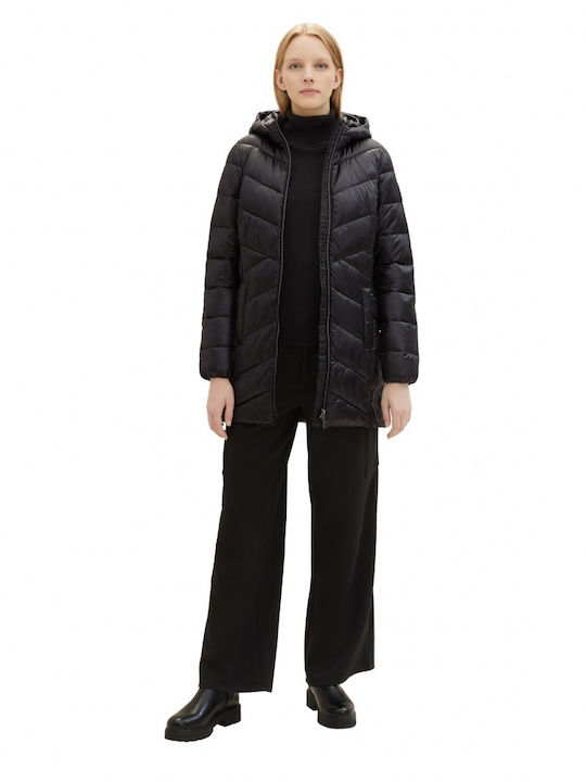 Women's Long Puffer Jacket for Winter Black