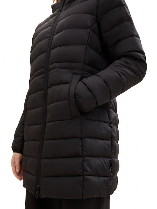 Lang Damen Puffer Jacke für Winter Black