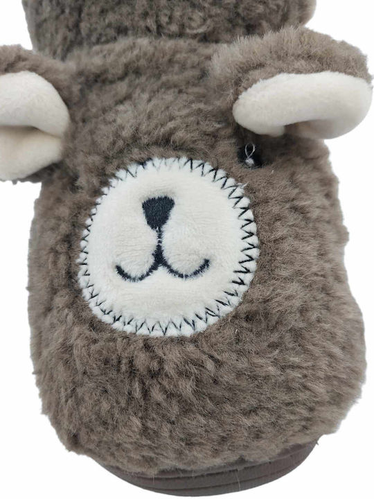 Kids Slippers Boots Brown Bear