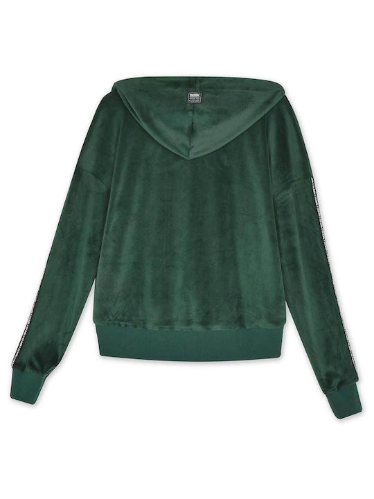 BodyTalk Women's Hooded Velvet Cardigan Green