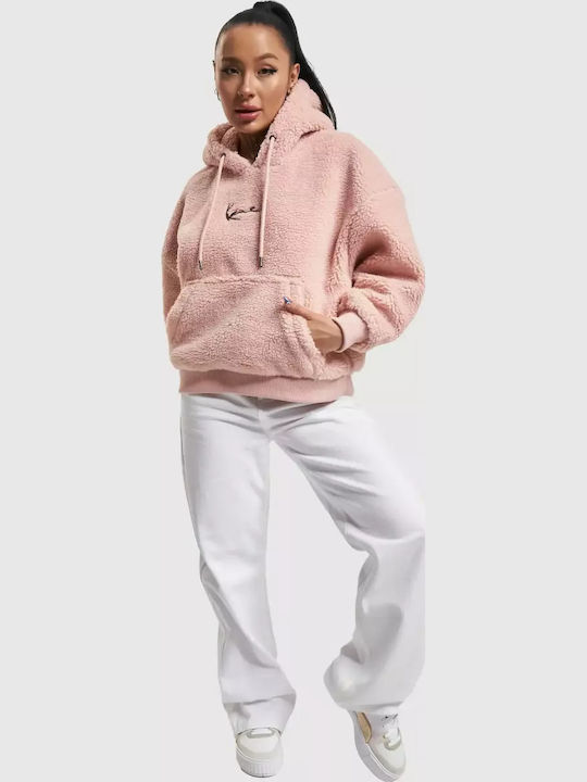 Signature Μακρύ Γυναικείο Φούτερ με Κουκούλα Pink