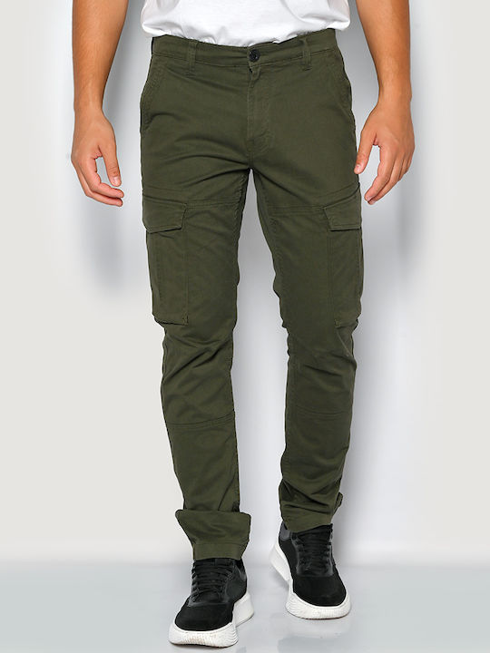 Trousers Cargo Elastic in Regular Fit Dark Oil