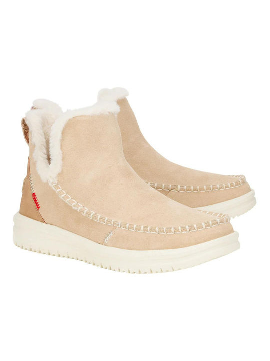 Hey Dude Suede Women's Ankle Boots Beige