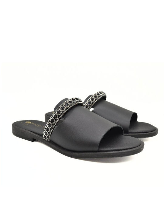 Hawkins Premium Leather Women's Flat Sandals in Black Color