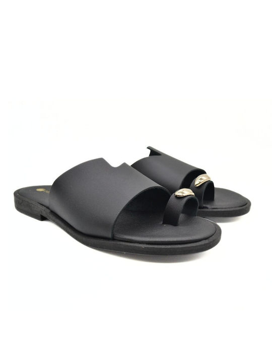 Hawkins Premium Leather Women's Flat Sandals in Black Color