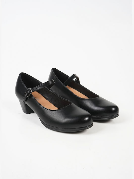 Piazza Shoes Black Heels with Strap