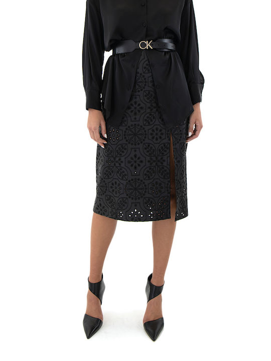 Twenty 29 Leather Midi Skirt Black