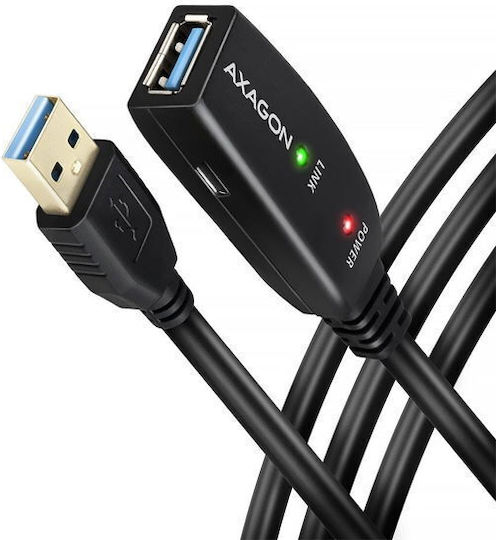 Axagon USB 3.0 Kabel USB-A-Stecker - USB-A-Buchse Schwarz 5m