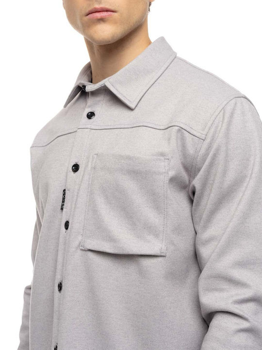 Μακρυμάνικo Overshirt σε Κανονική Γραμμή Grey