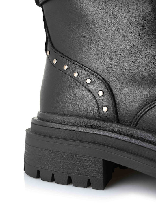 Leder Stiefeletten Damen Schwarz