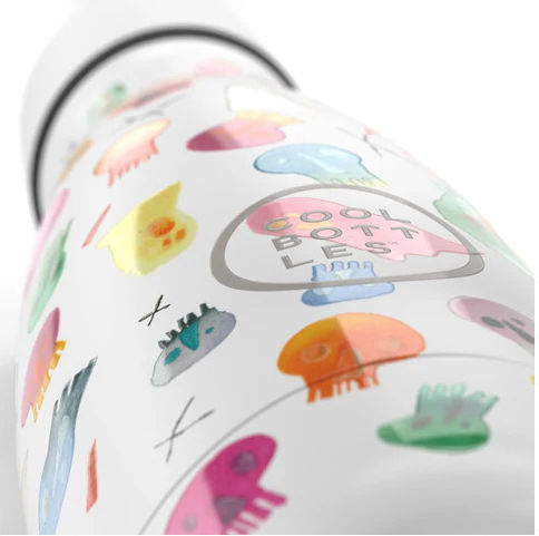 Cool Bottles Crazy Skulls Stainless Steel Kids Water Bottle with Straw Multicolour 260ml