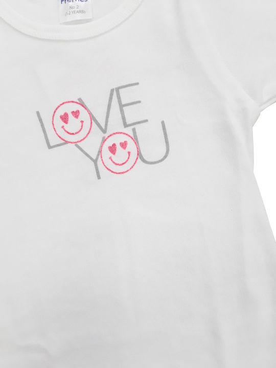 Pretty Baby 47542 Kids' Undershirt Short-sleeved White - Love You Girl