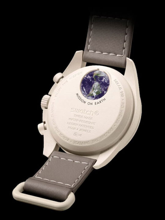 Swatch Moonswatch Mission Мъжки Часовник На Батерия С Кафява Керамична Гривна
