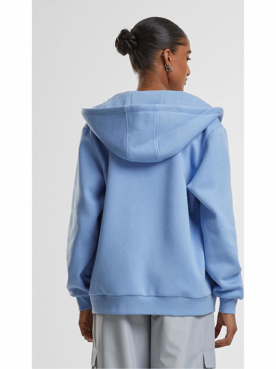 Long Women's Sweatshirt Jacket Hooded Powder Blue