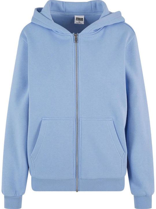 Long Women's Sweatshirt Jacket Hooded Powder Blue