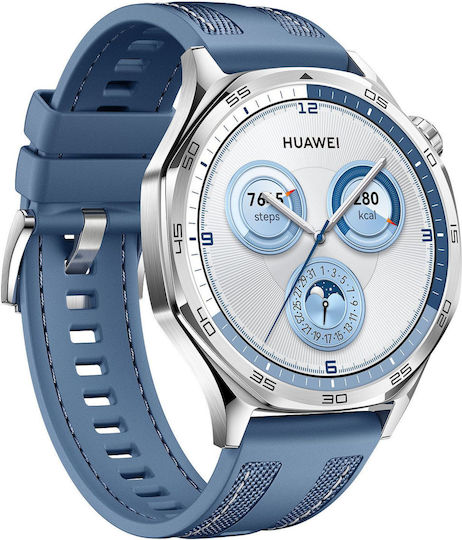 Huawei Watch GT 5 Stainless Steel 46mm Αδιάβροχο με Παλμογράφο (Μπλε)