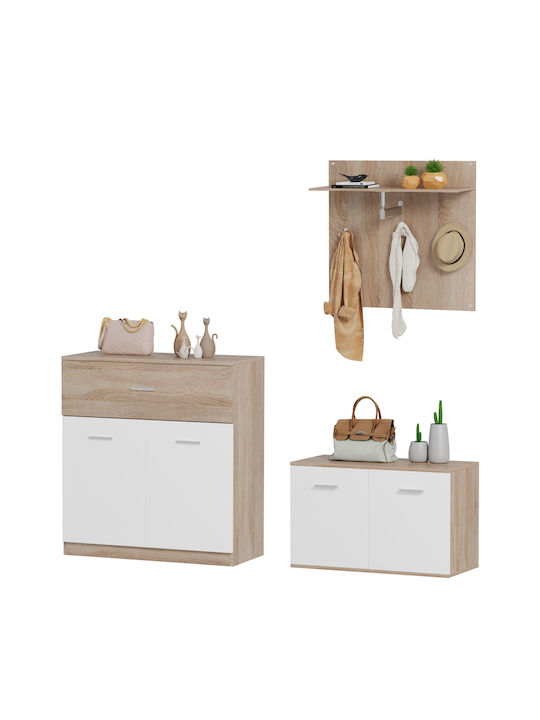 Dionne Eingangsmöbel mit Garderobe & Schuhschrank Sonoma White 80x80x25cm