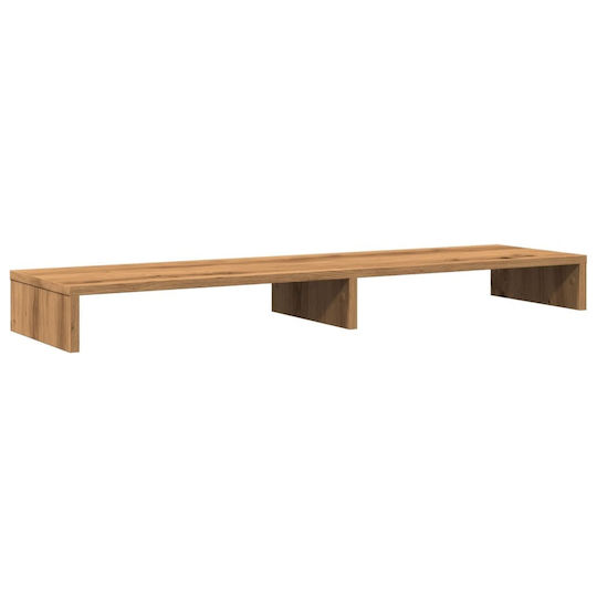vidaXL Tabletop Suport pentru 2 Monitoare Stejar Artizanal 100x27x10 cm din Lemn Prelucrat Maro (854660)