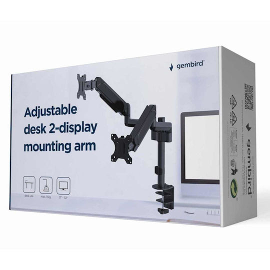 Gembird Stand Desk Mounted for 2 Monitors up to 32" with Arm (MA-DA2P-01)
