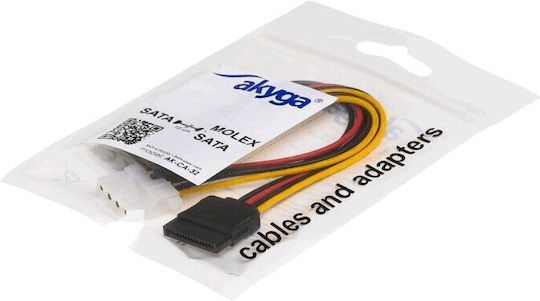 Akyga 4-Pin Molex - 15-Pin Sata Cable 0.15m Πολύχρωμο AK-CA-32