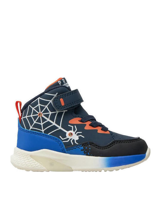 Παιδικά Sneakers High με Σκρατς & Φωτάκια Navy / Nero