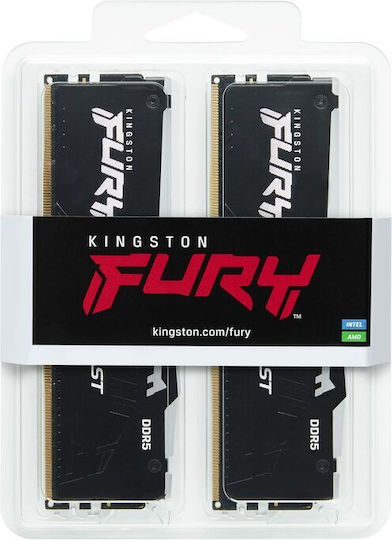 Kingston Fury Beast RGB DDR5 32GB RAM με 2x16GB Modules και Ταχύτητα 6000 για Desktop