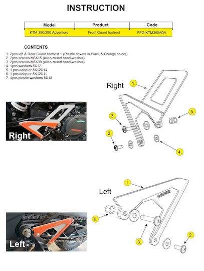 Moto Discovery Protecții scărițe motocicletă KTM 390 Aventură Portocaliu