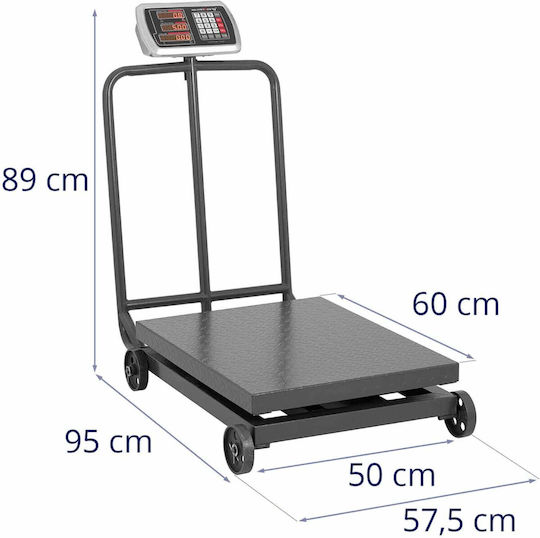 Industrial Platform Scale On Wheels 600 Kg 100 G Lcd