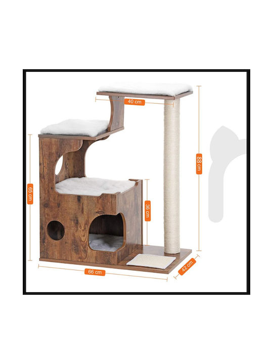 Feandrea Scratching Post Cat Trees Brown 4 levels 66x42x88cm