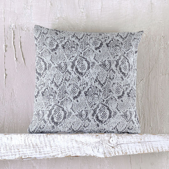 Rythmos Snake Decorative Pillow Case Made of 100% Cotton Petrol Blue 40x40 cm