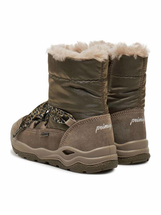 Gore-tex Leather Kids Snow Boots Beige