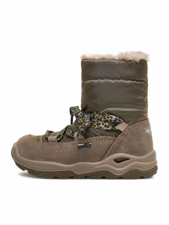 Gore-tex Leather Kids Snow Boots Beige