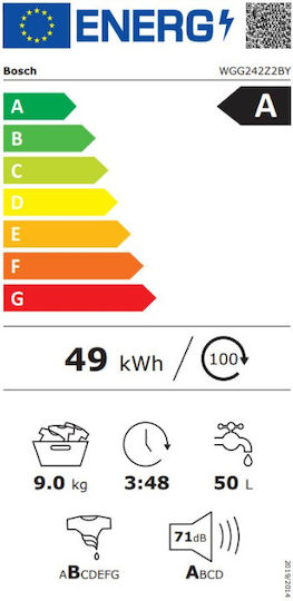Bosch Πλυντήριο Ρούχων 9kg με Τεχνολογία Ατμού 1200 Στροφών Iron Assist WGG242Z2BY