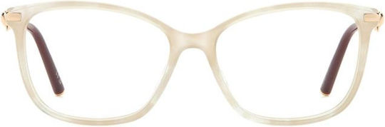 Carolina Herrera Eyeglass Frame Butterfly Beige HER 0218 YNA