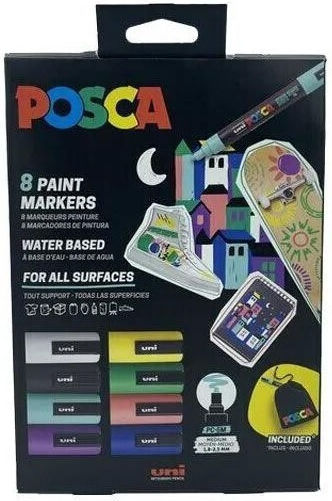 Posca Set Cardboard Pouch 8 Pcs + Gift Bag Pc5m Limited Edition 3701614900683
