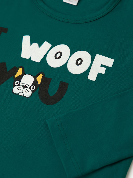 Minerva Παιδική Πιτζάμα Χειμωνιάτικη Green Alpine I Woof You
