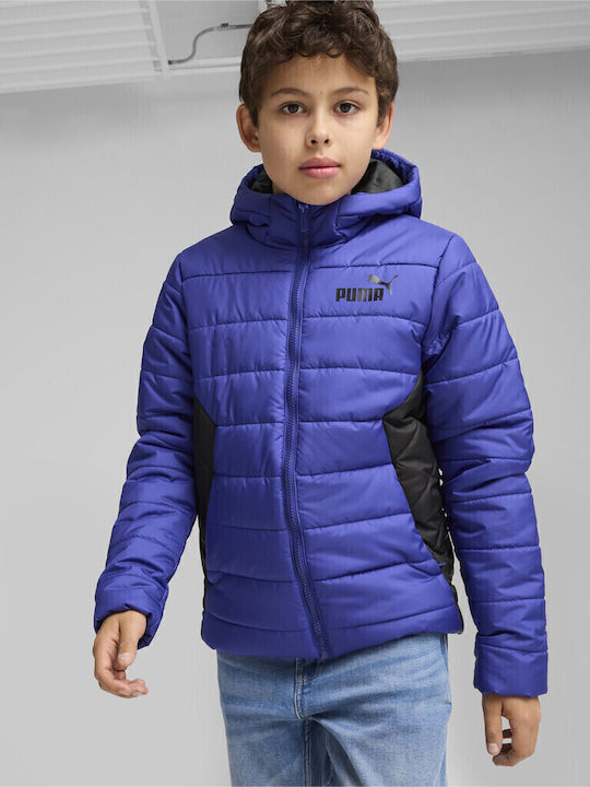 Kids' Sports Jacket with Hood Blue Padded