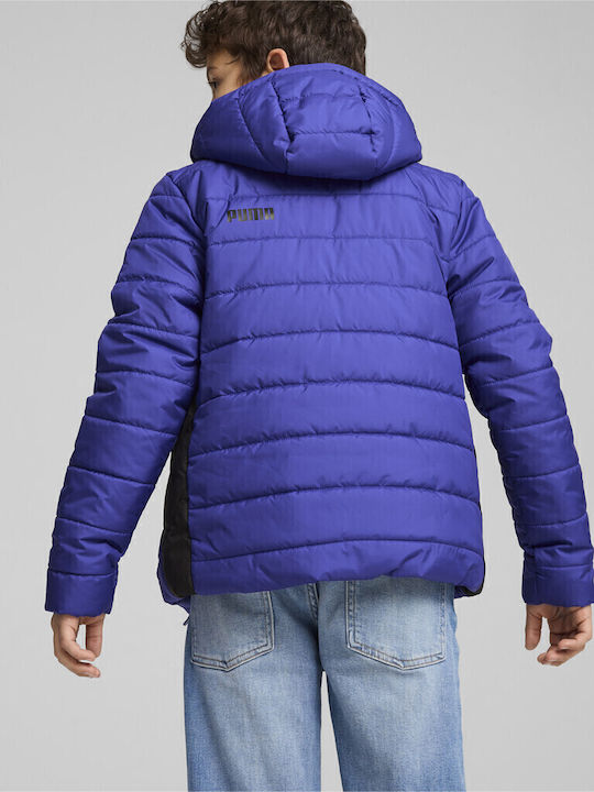 Kids' Sports Jacket with Hood Blue Padded