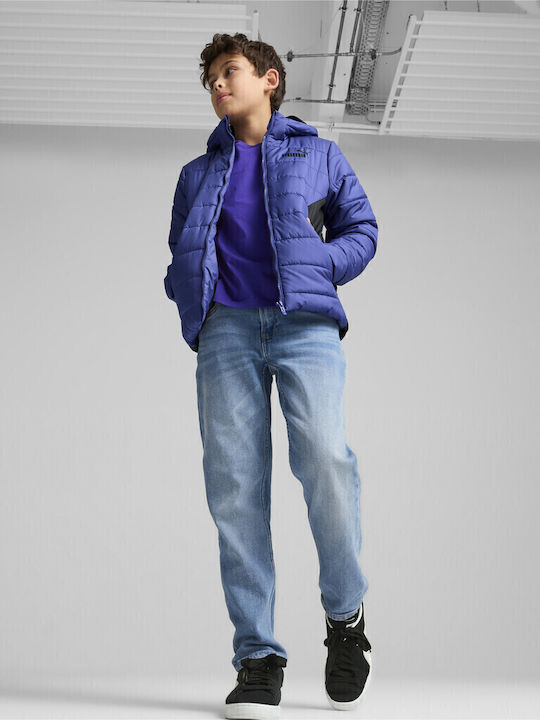 Kids' Sports Jacket with Hood Blue Padded