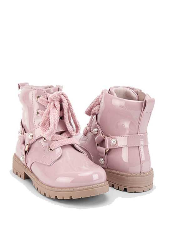 Mayoral Kids Patent Leather Boots Pink